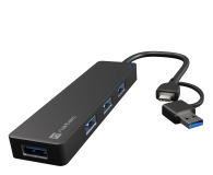 Natec HUB USB-C 3.0 MAYFLY 4-PORTY CZARNY + ADAPTER USB-A - 1470208 - zdjęcie 1